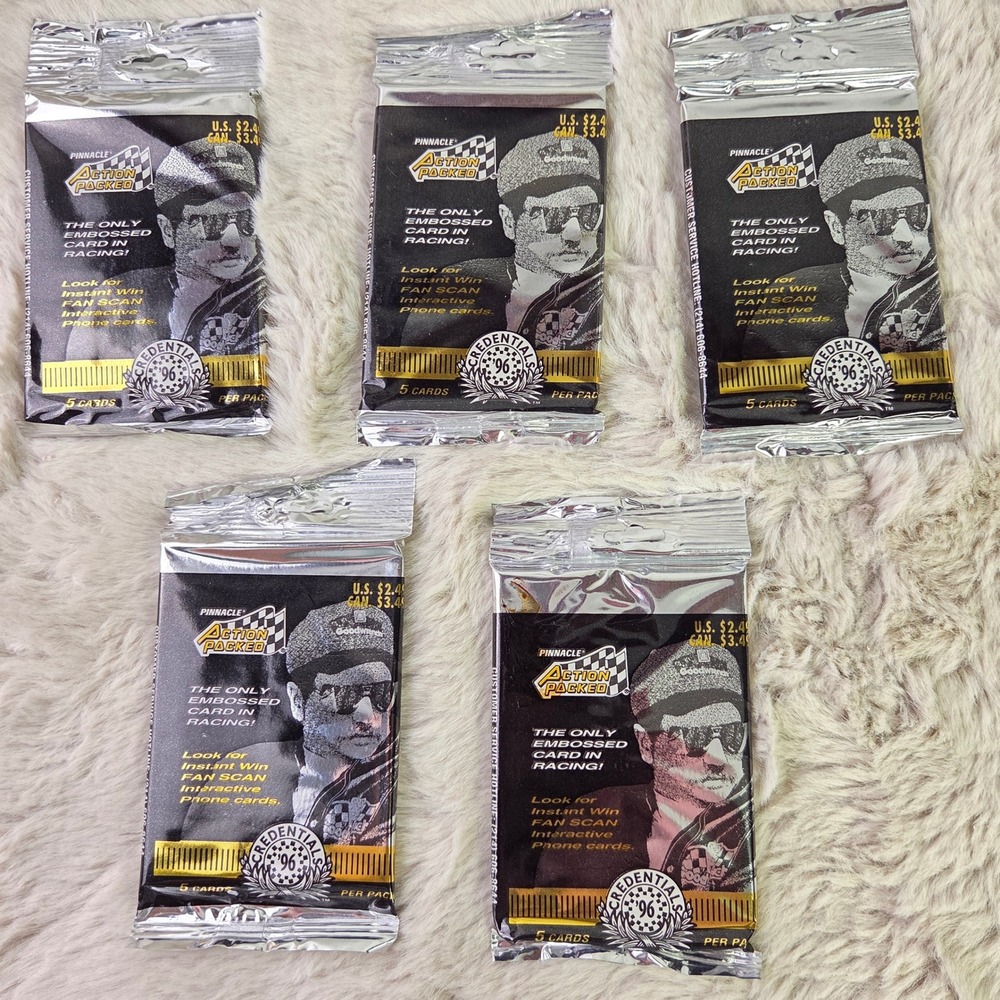 Lot 5 1996 Pinnacle Action Packed Credentials Racing Card Packs Dale Earnhardt